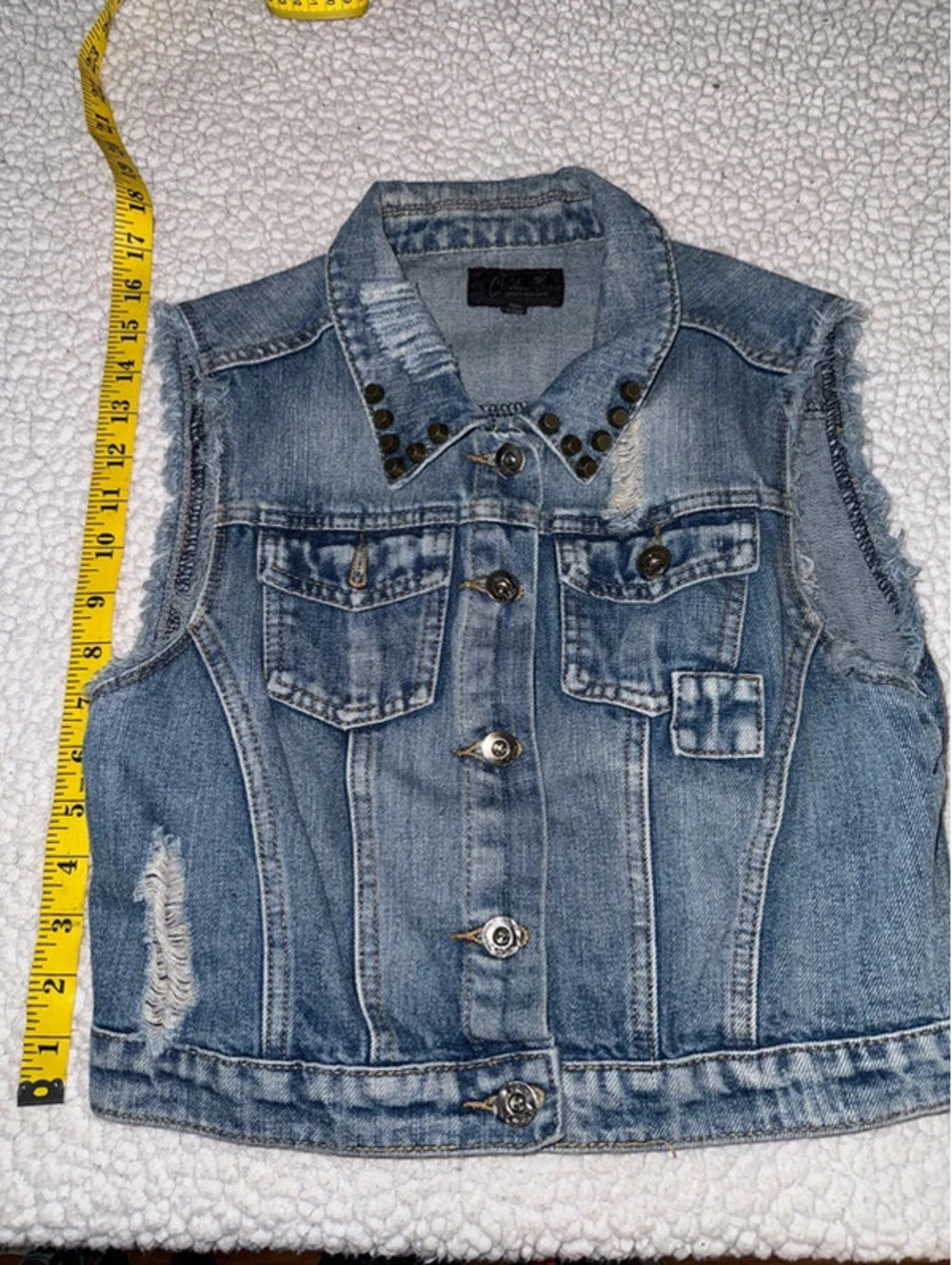 Y2K ChaQle Denim Studded Vest Girls Sz Large